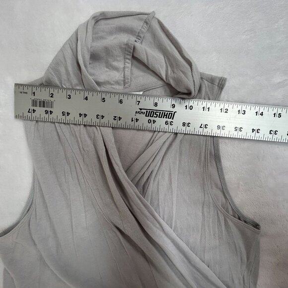 Cabi Womens Drape Faux Wrap Sleeveless Top Large Grey Cotton Casual Style# 377 - Picture 6 of 9